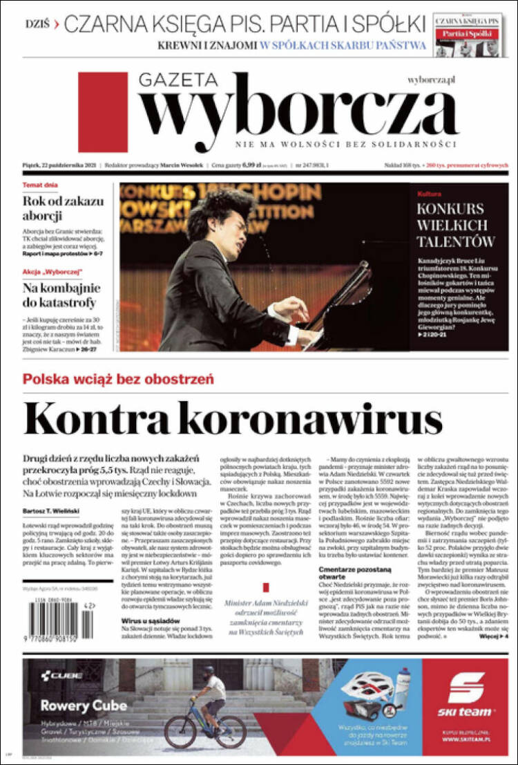 Portada de Gazeta Wyborcza (Polonia)