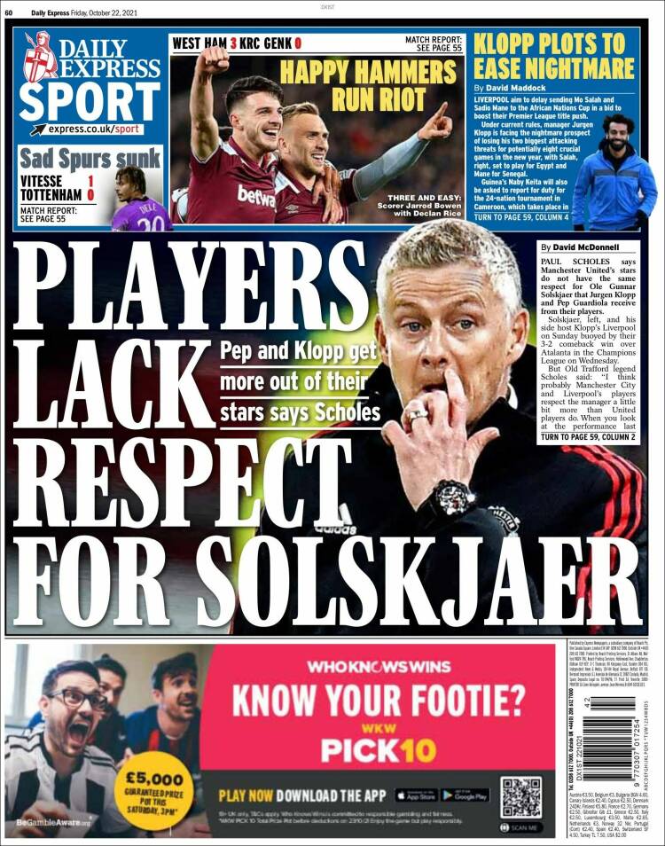 Portada de Daily Express (Reino Unido)