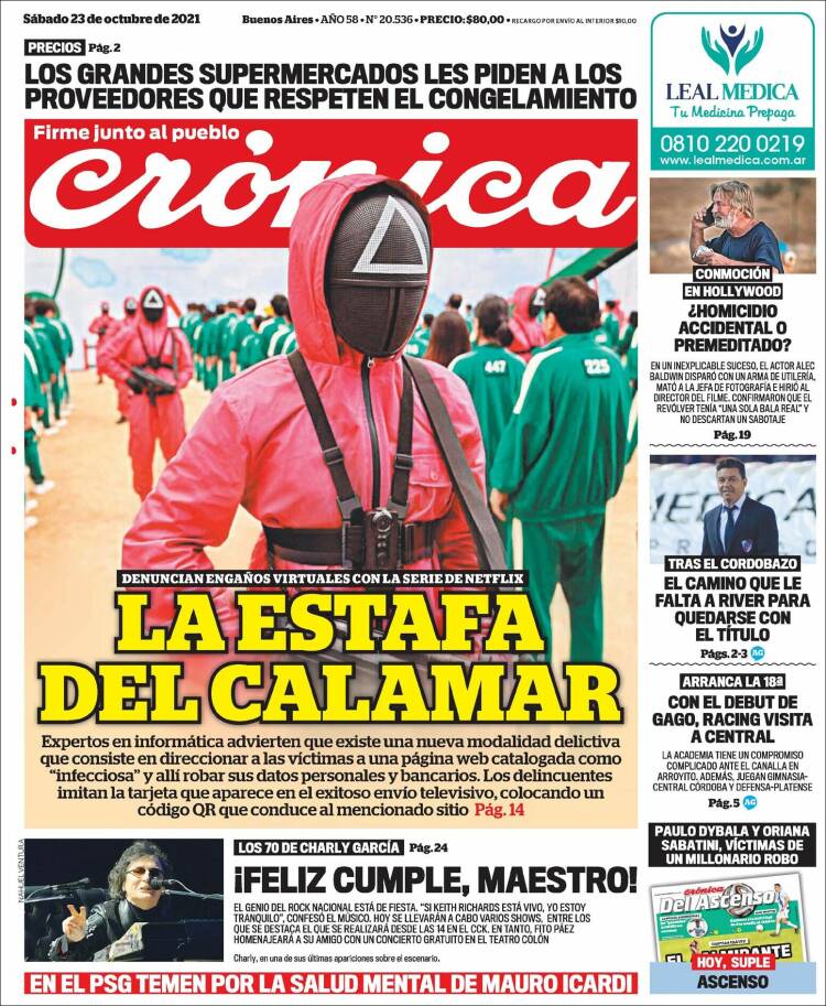 Portada de Crónica (Argentina)