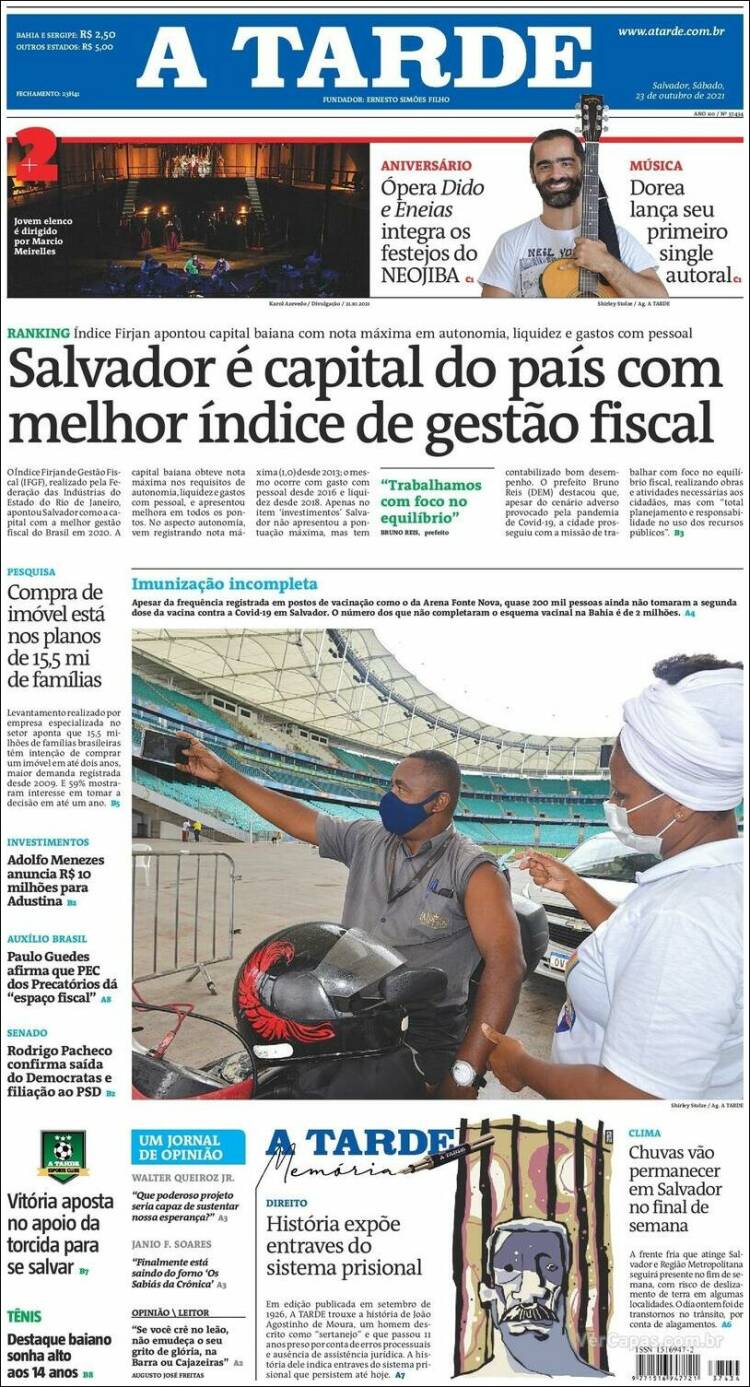 Portada de Diário A Tarde (Brasil)