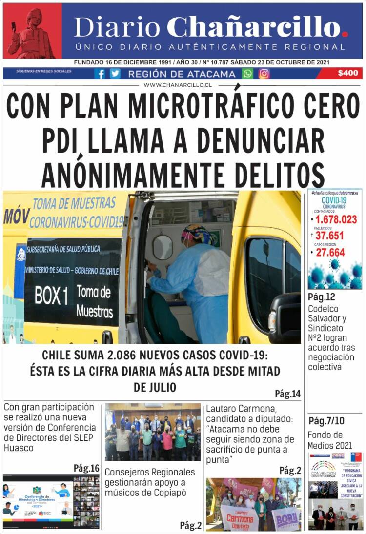 Portada de Diario Chañarcillo (Chile)