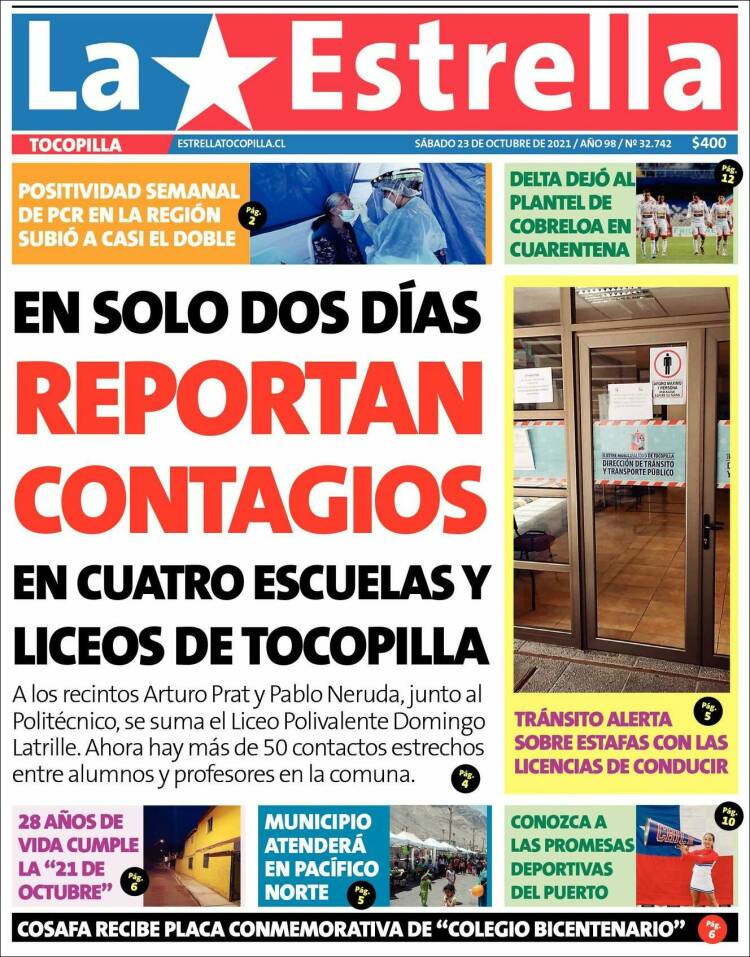 Portada de La Estrella de Tocopilla (Chile)