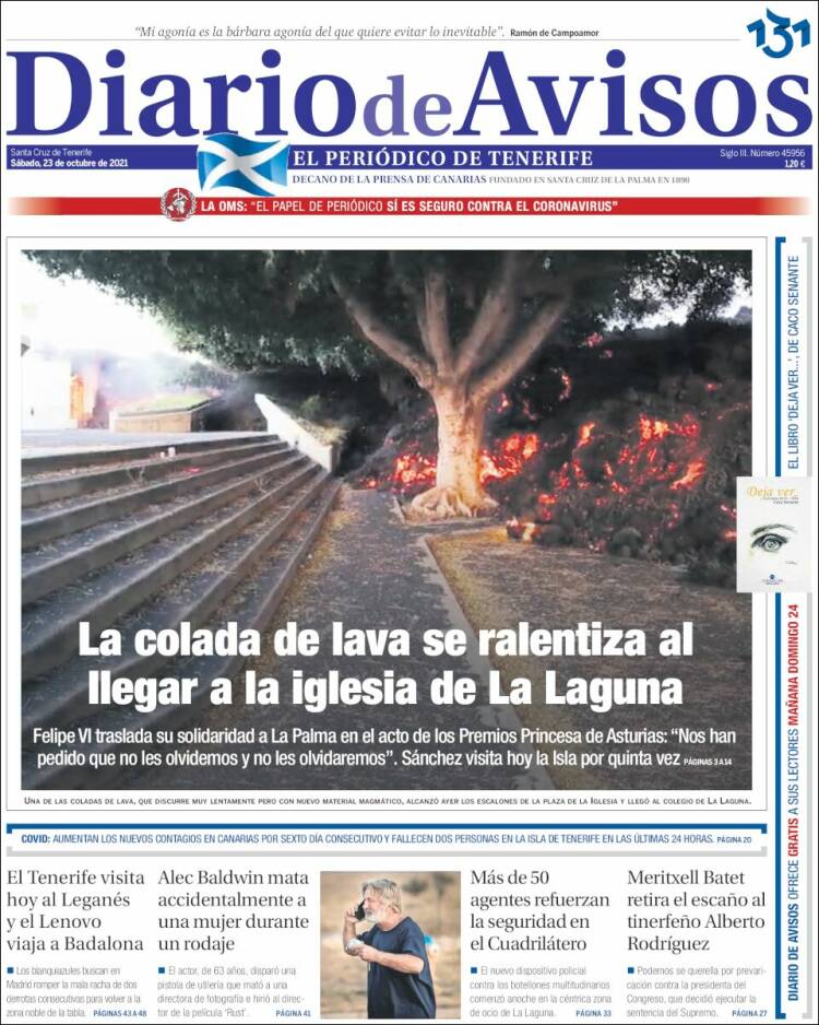 Portada de Diarios de Avisos (España)