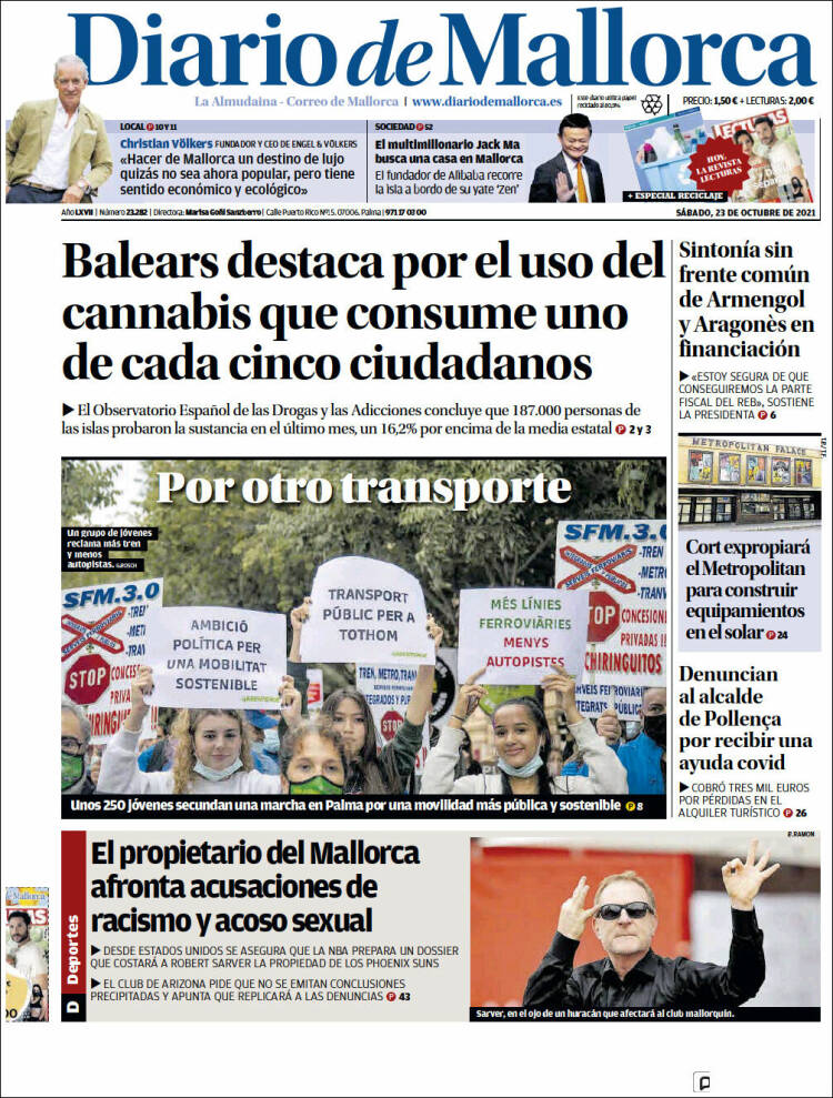 Portada de Diario de Mallorca (España)