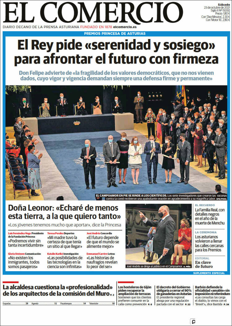 Portada de El Comercio - Gijón (España)