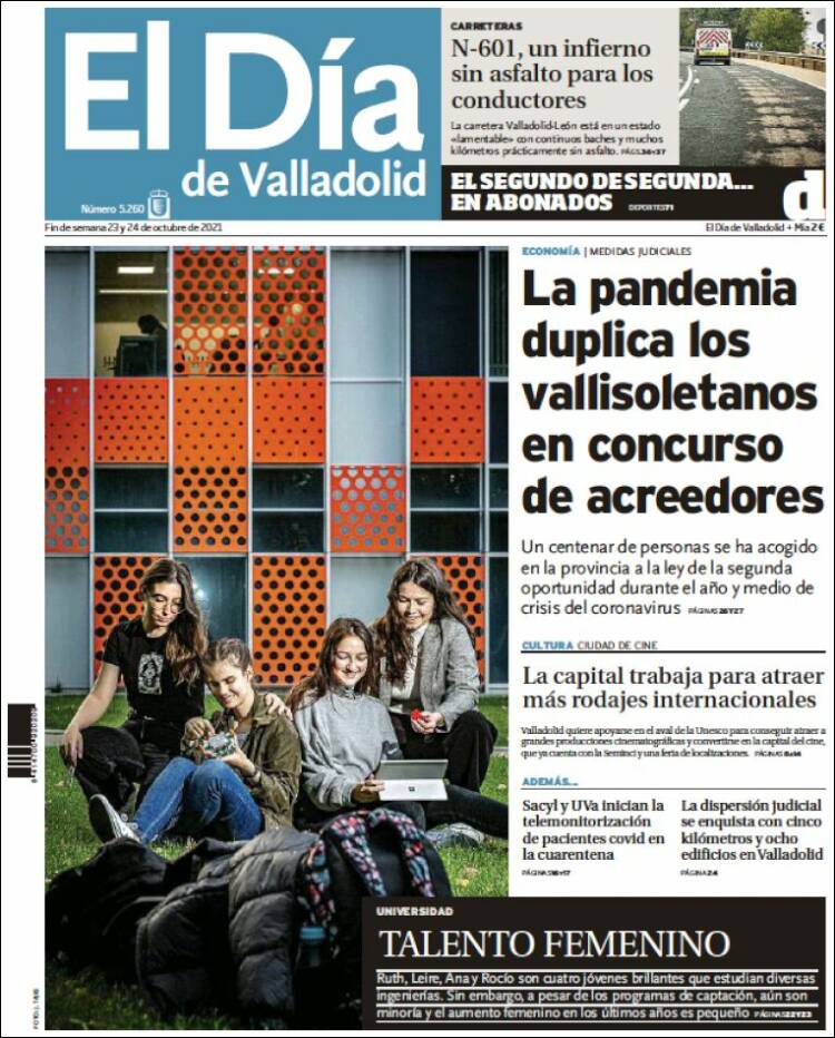 Portada de El Día de Valladolid (España)