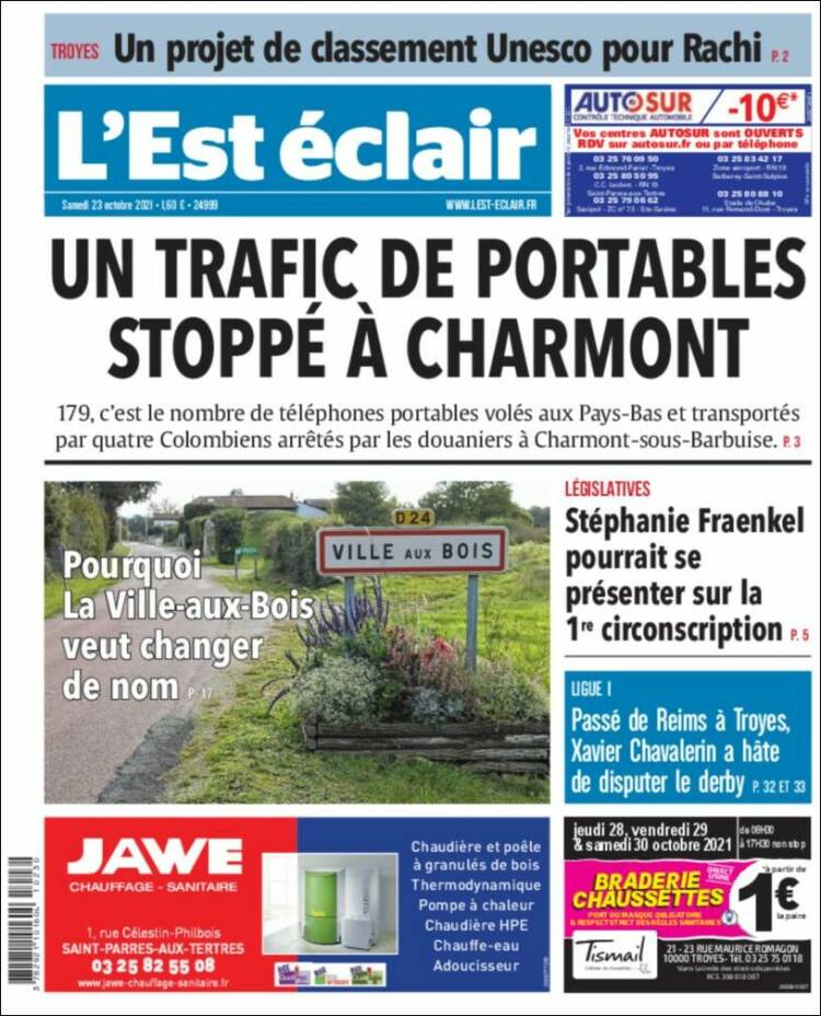 Portada de L'Est Eclair (Francia)