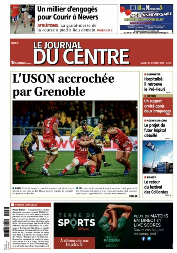 Portada de Le Journal du Centre (Francia)