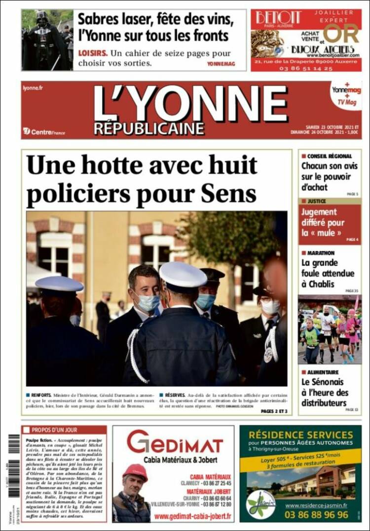 Portada de L'Yonne-Républicaine (Francia)