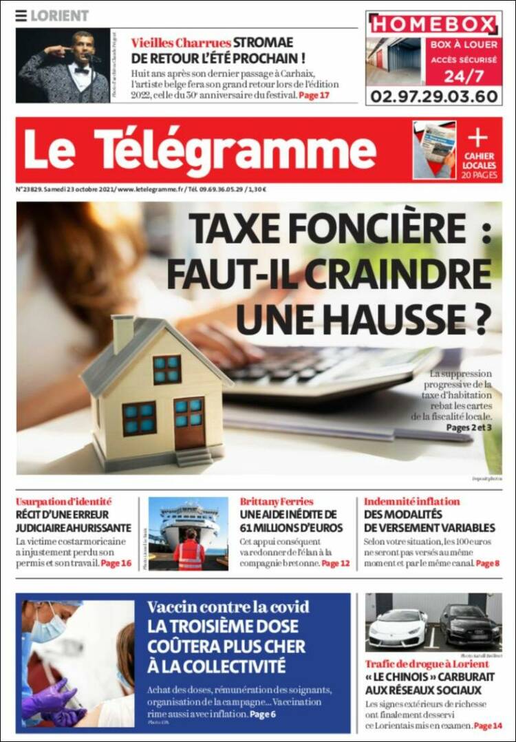 Portada de Télégramme (Francia)