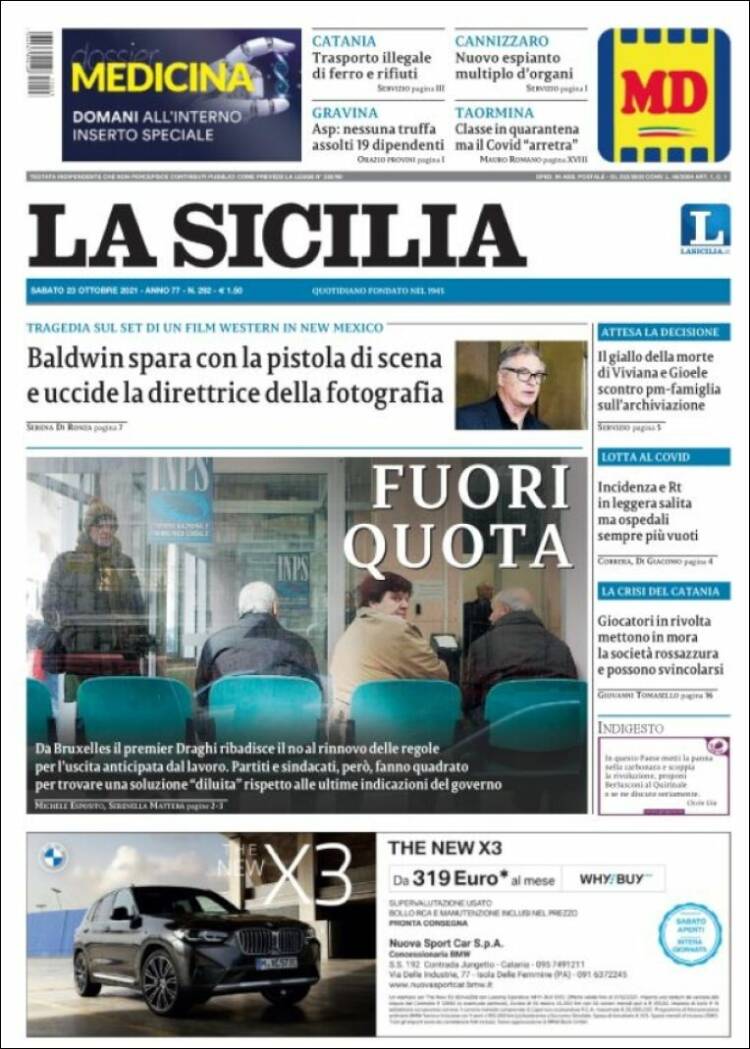 Portada de La Sicilia (Italia)