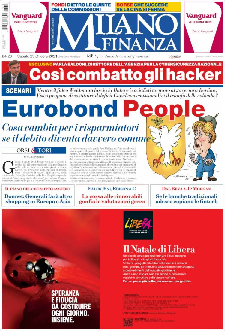 Portada de Milano Finanza (Italia)
