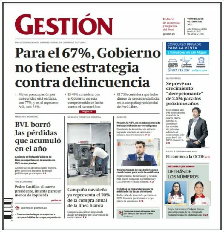 Portada de Diario Gestión (Per&uacute;)