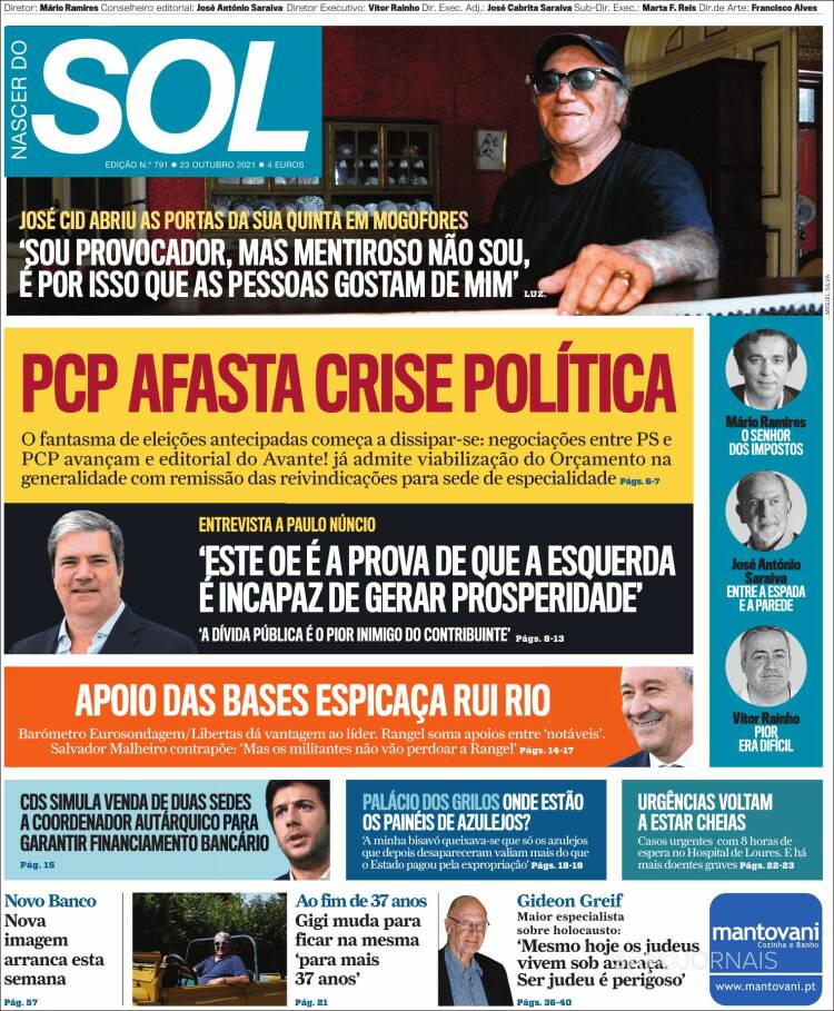 Portada de Jornal Sol (Portugal)