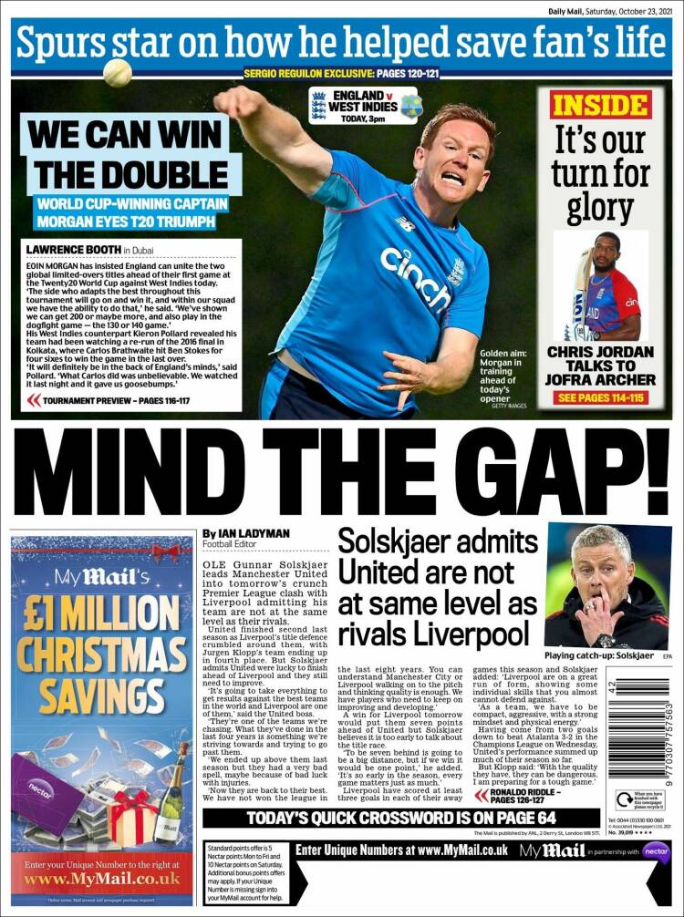 Portada de Daily Mail Sport (Reino Unido)