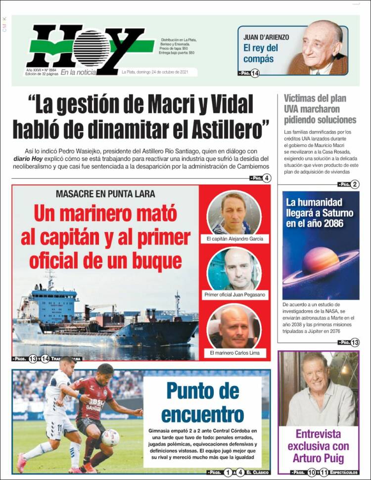 Portada de Diario Hoy (Argentina)