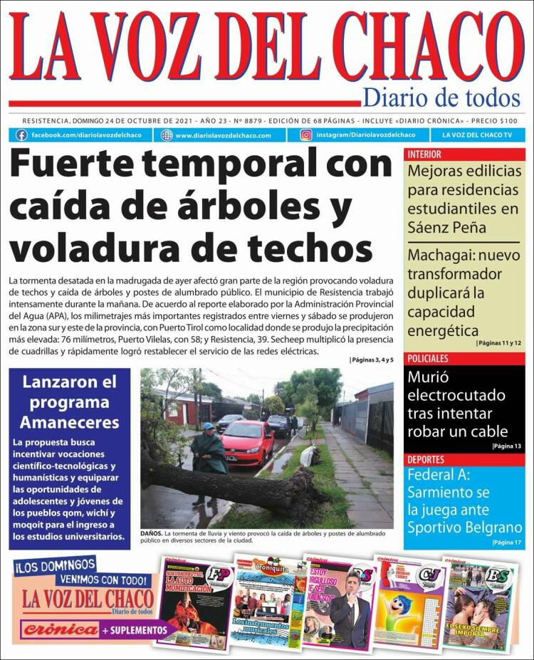 Portada de La Voz del Chaco (Argentina)