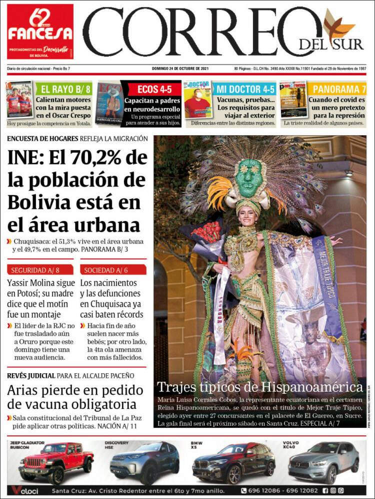 Portada de Correo Sur (Bolivia)