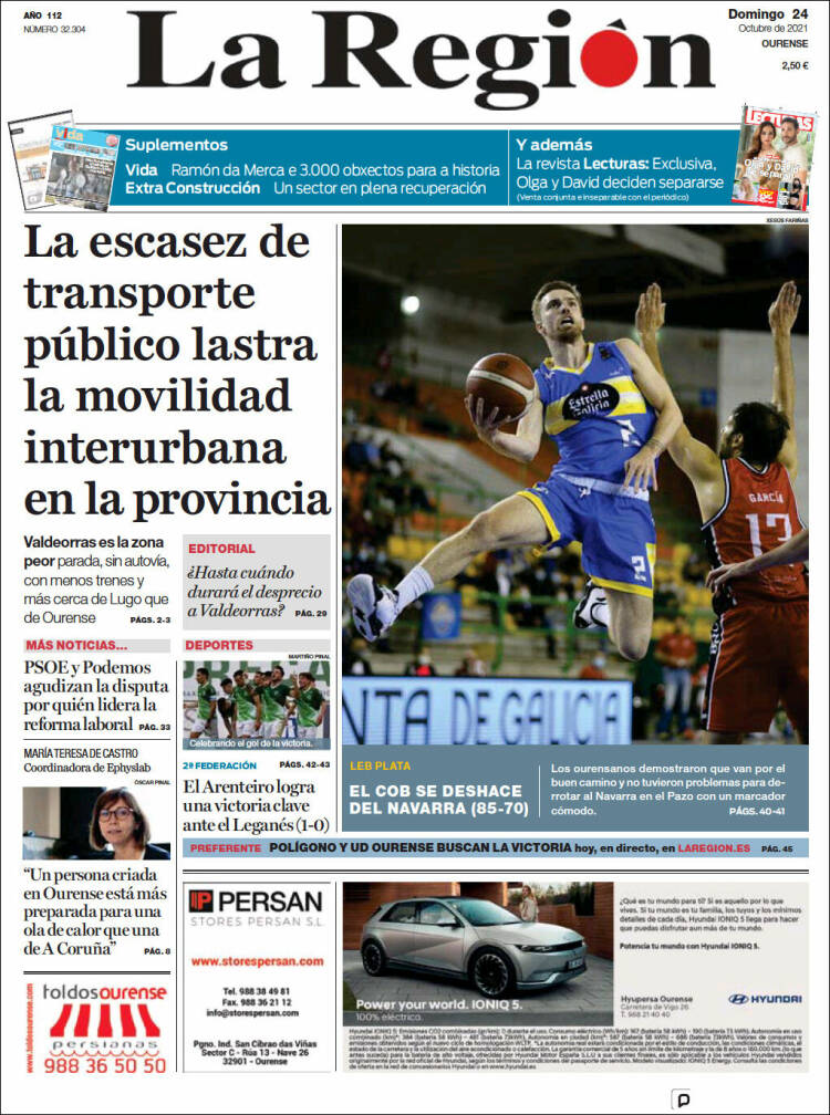Portada de La Región de Ourense (España)