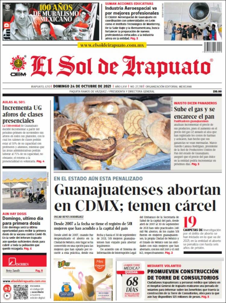 Portada de El Sol de Irapuato (México)