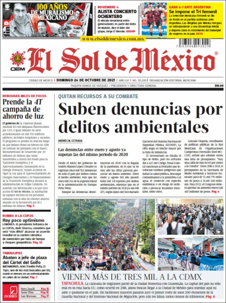 Portada de El Sol de México (México)