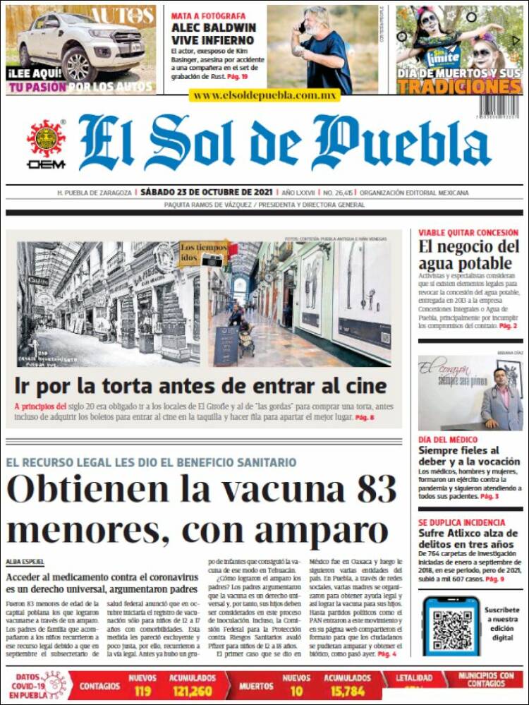 Portada de El Sol de Puebla (México)