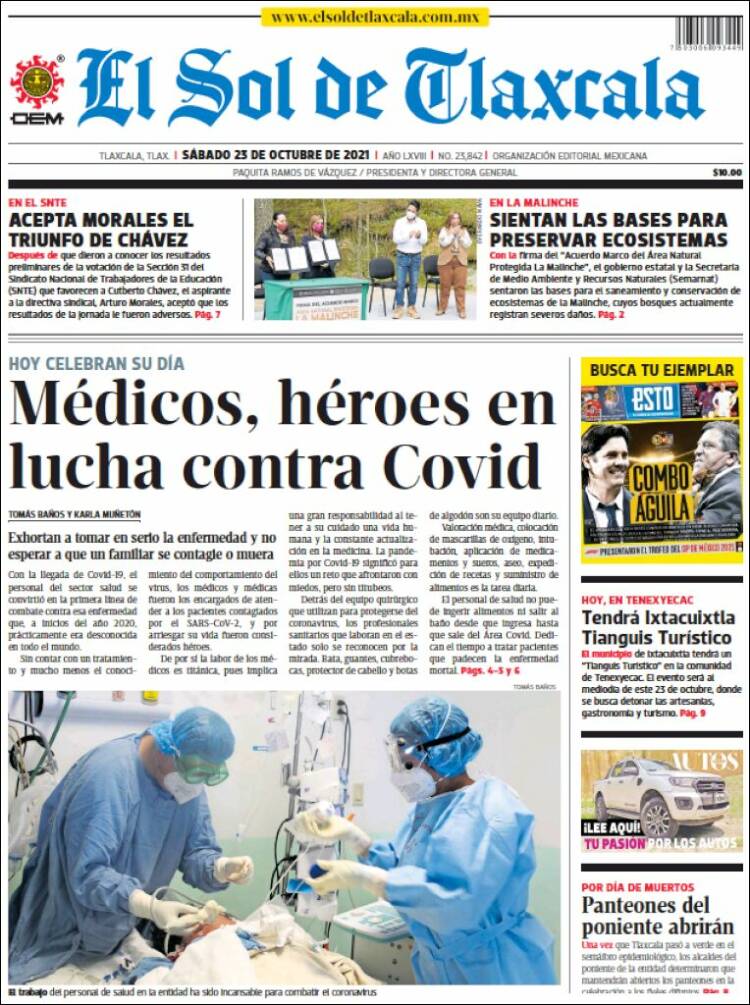 Portada de El Sol de Tlaxcala (México)