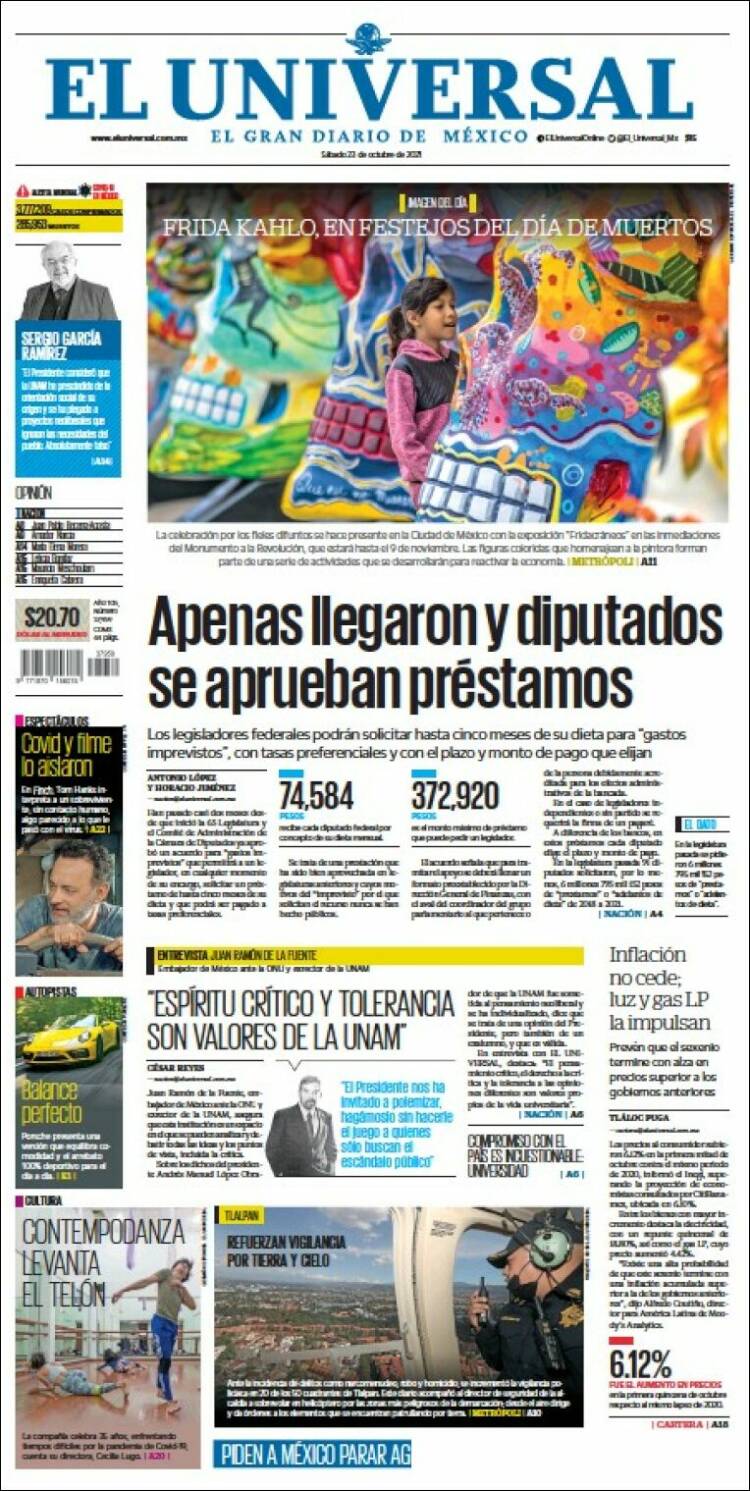 Portada de El Universal (México)
