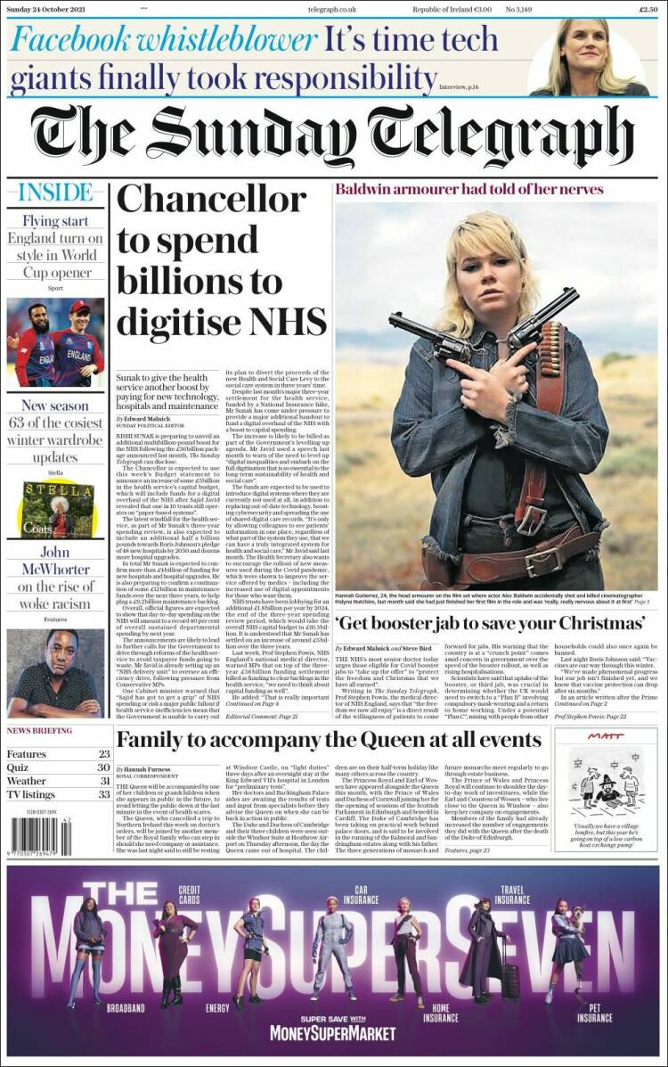 Portada de Daily Telegraph (Reino Unido)