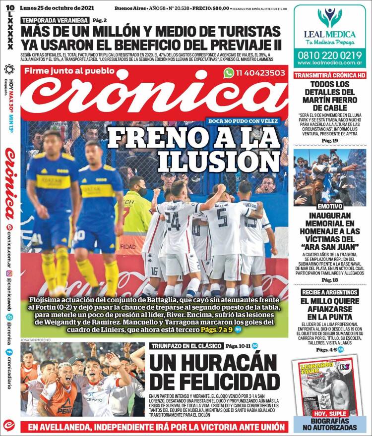 Portada de Crónica (Argentina)