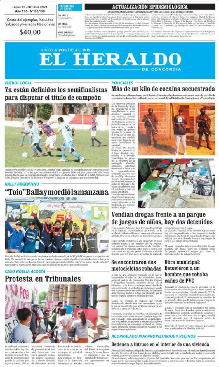 Portada de El Heraldo de Concordia (Argentina)