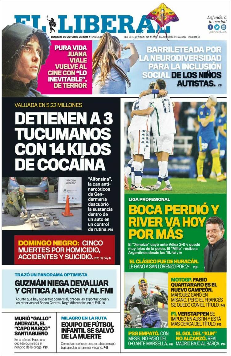 Portada de Diario El Liberal (Argentina)