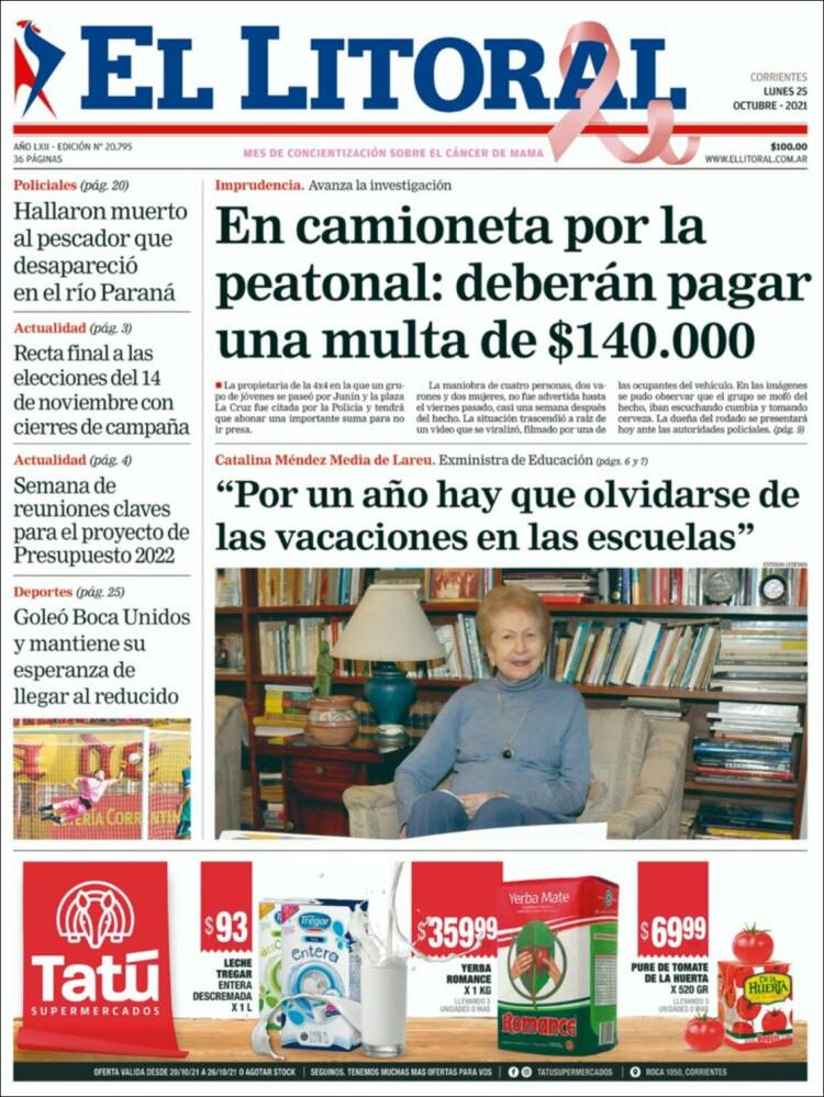 Portada de El Litoral Corrientes (Argentina)