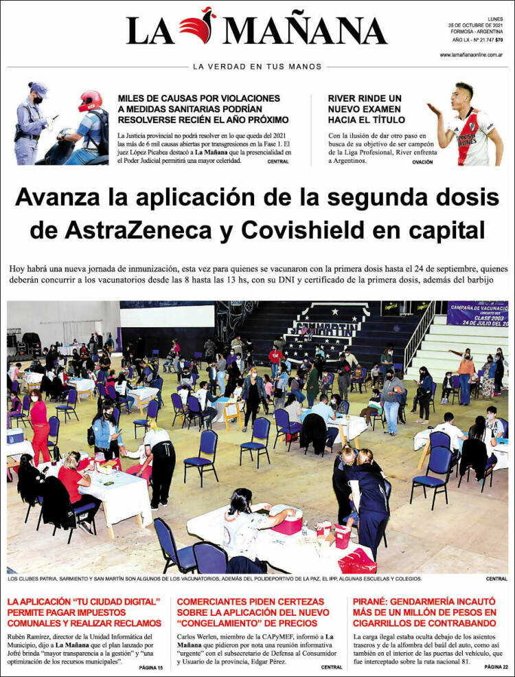 Portada de Diario La Mañana (Argentina)