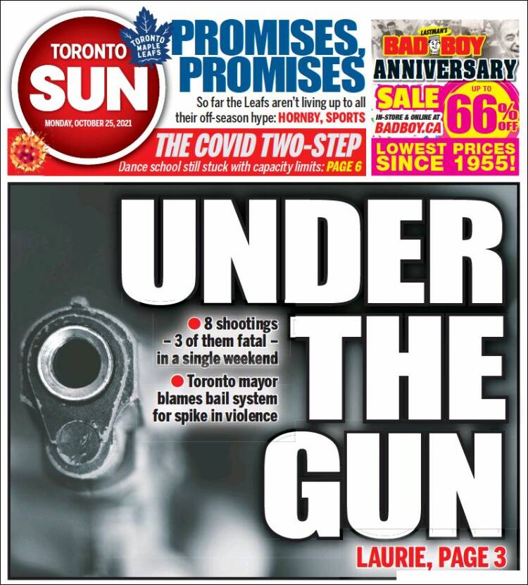 Portada de The Toronto Sun (Canadá)