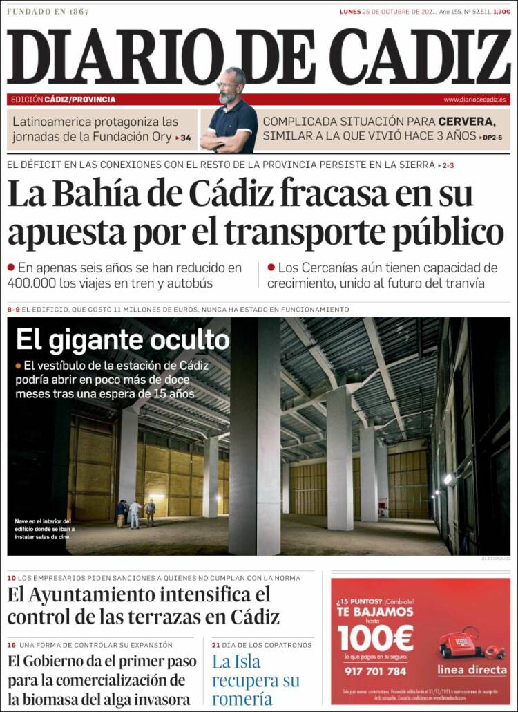 Portada de Diario de Cádiz (España)