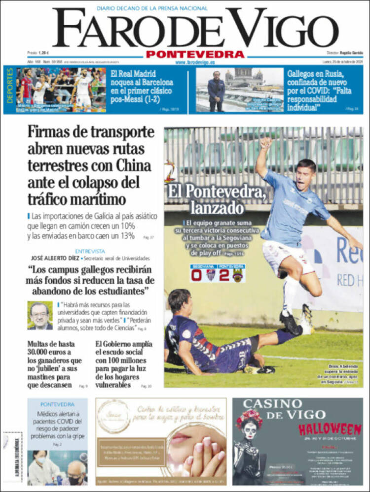 Portada de El Faro de Vigo - Pontevedra (España)
