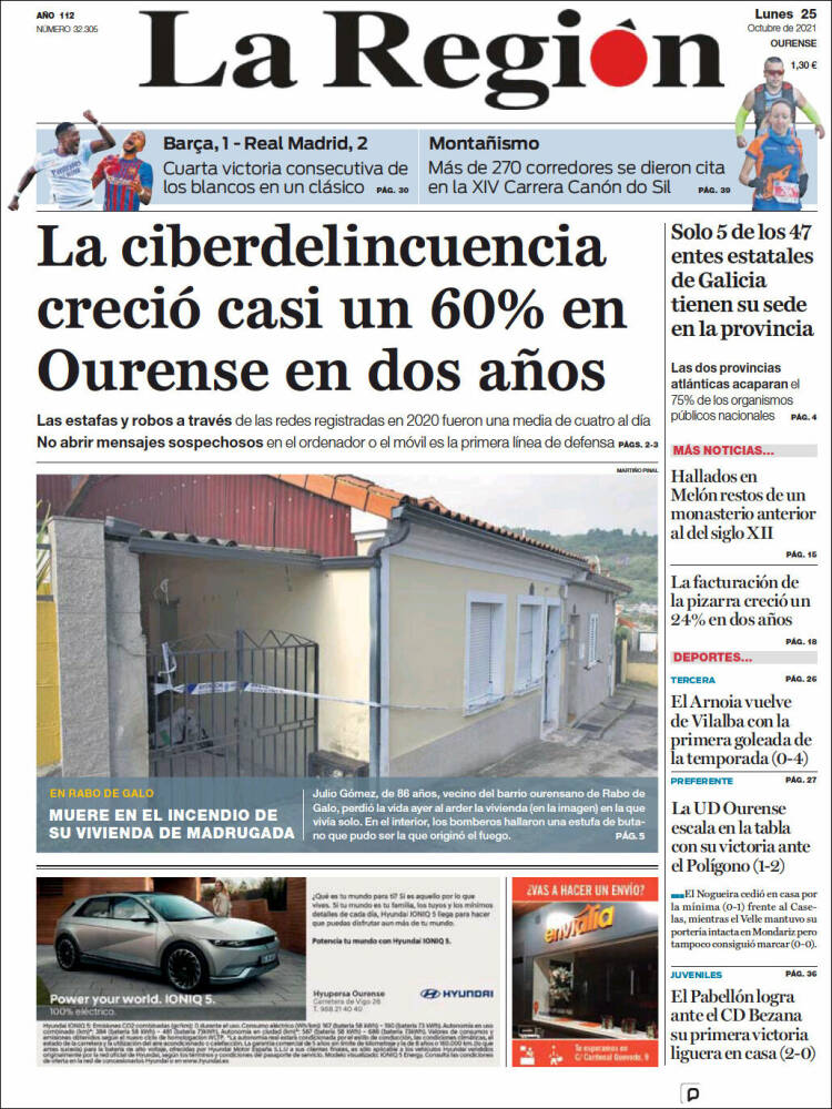 Portada de La Región de Ourense (España)