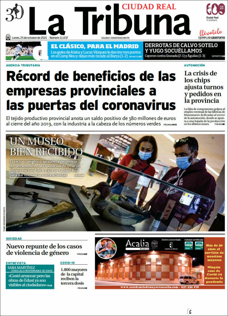 Portada de La Tribuna de Ciudad Real (España)