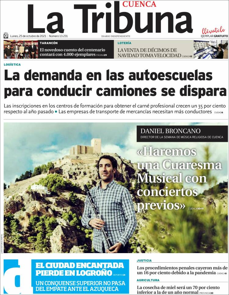 Portada de La Tribuna de Cuenca (España)