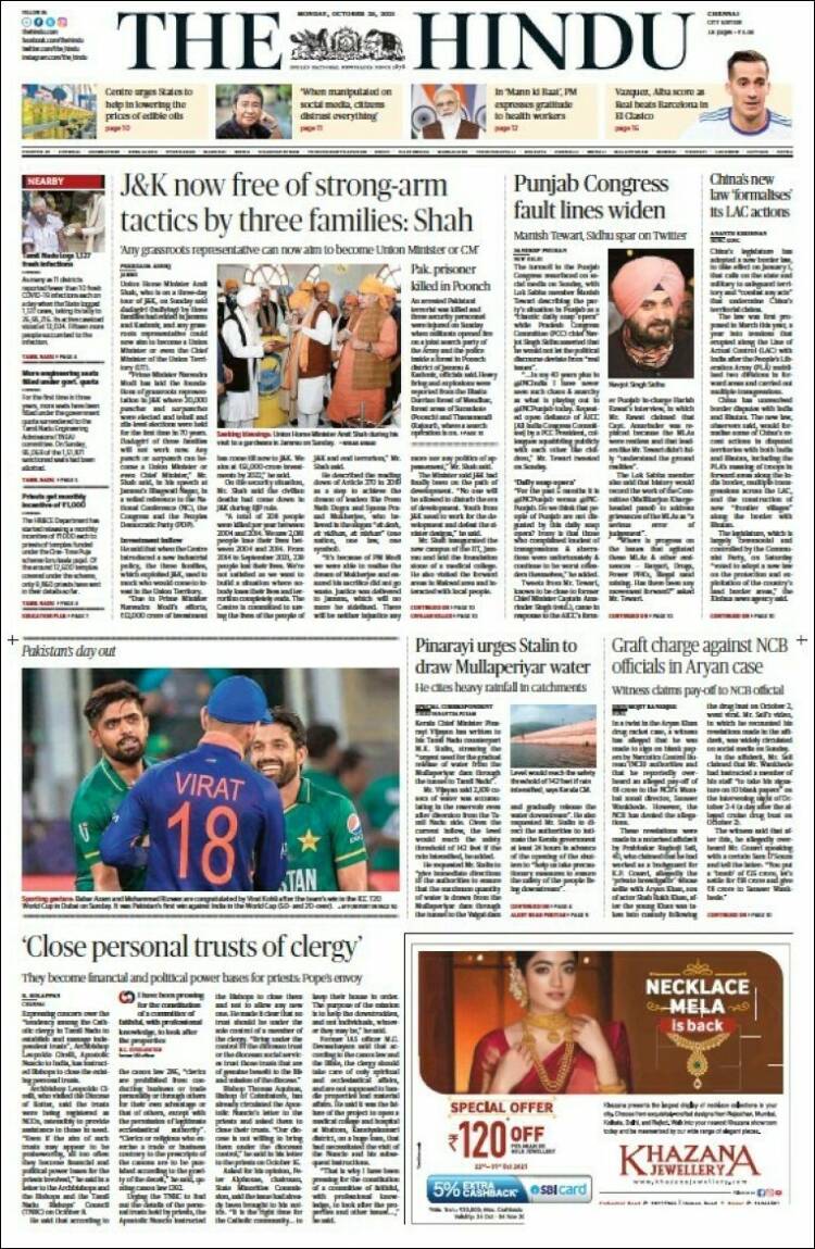 Portada de The Hindu (India)