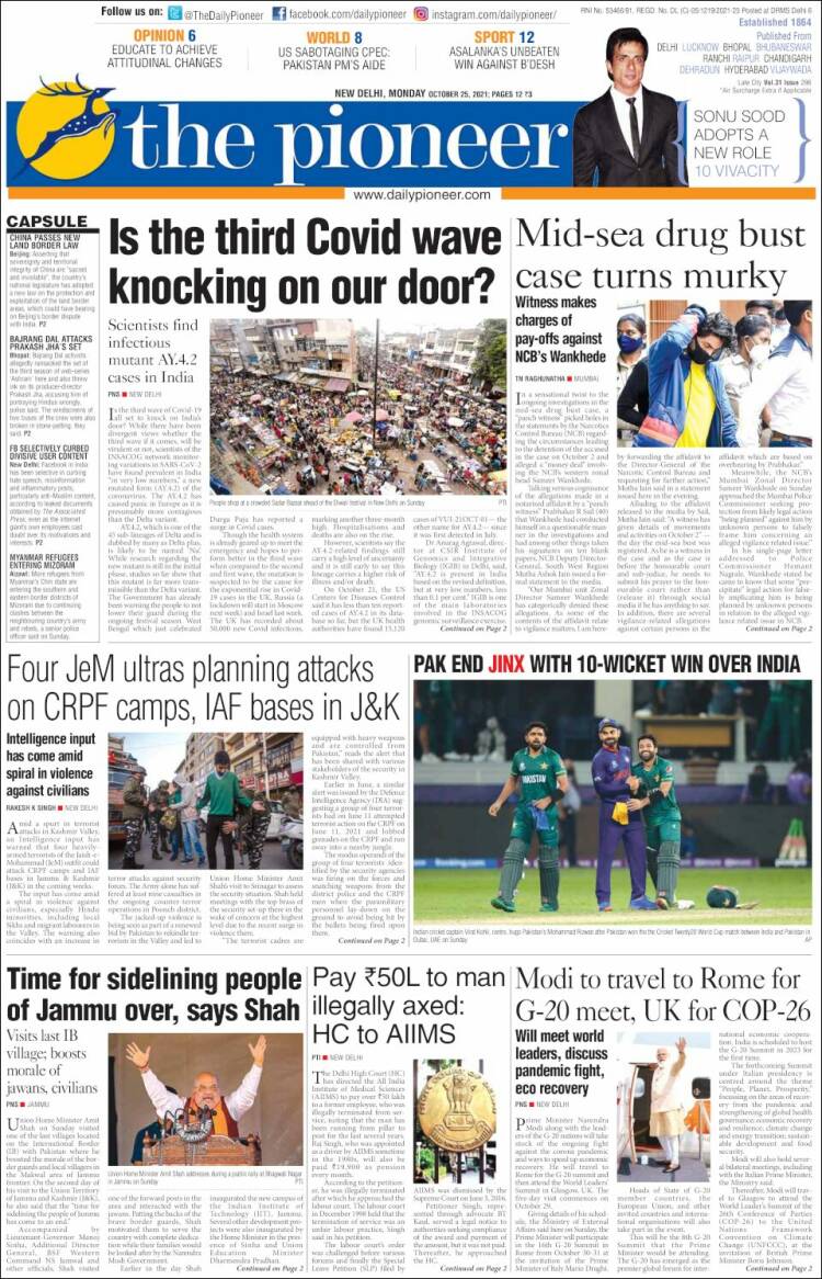 Portada de The Pioneer (India)