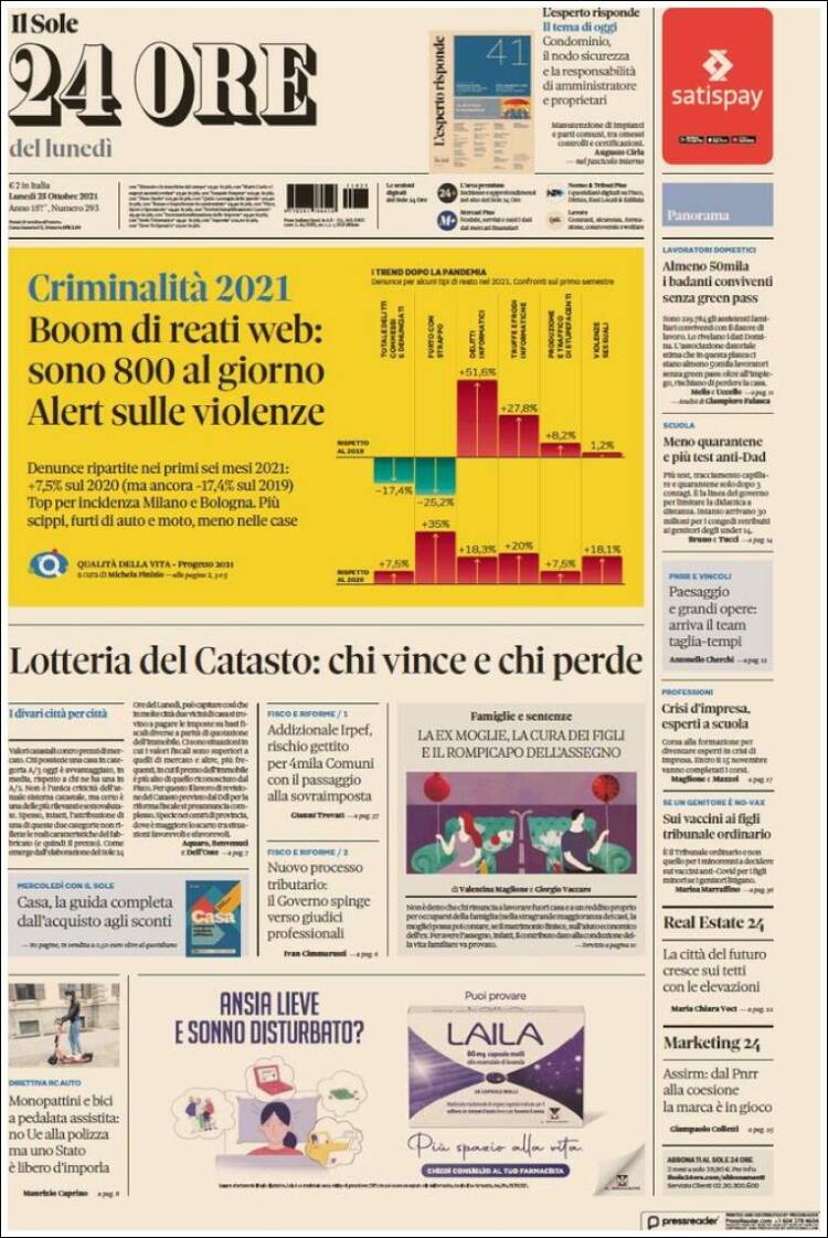 Portada de Il Sole 24 ORE (Italia)