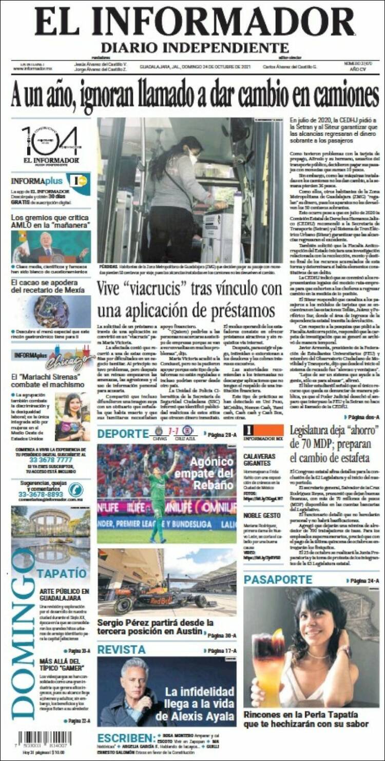 Portada de El Informador (M&eacute;xico)