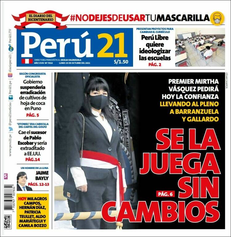 Portada de Perú 21 (Per&uacute;)