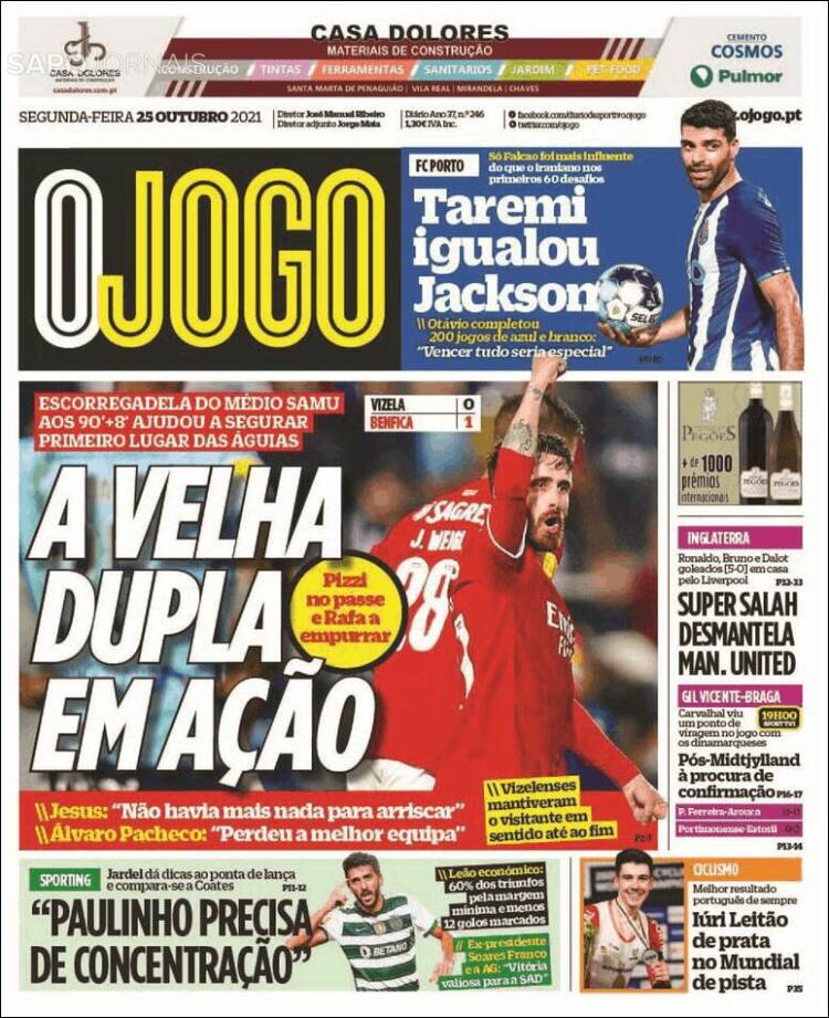 Portada de O Jogo (Portugal)