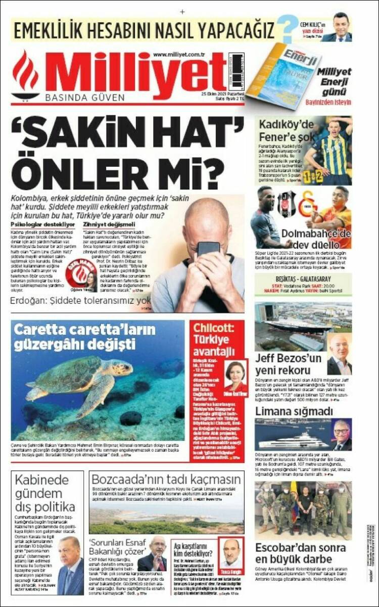 Portada de Milliyet (Turqu&iacute;a)