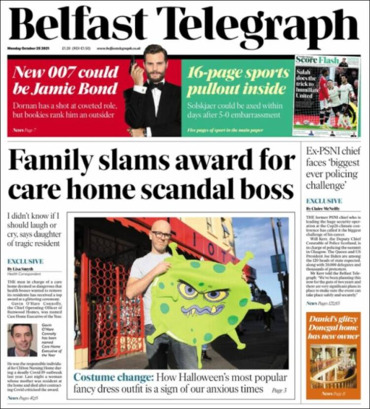 Portada de Belfast Telegraph (Reino Unido)