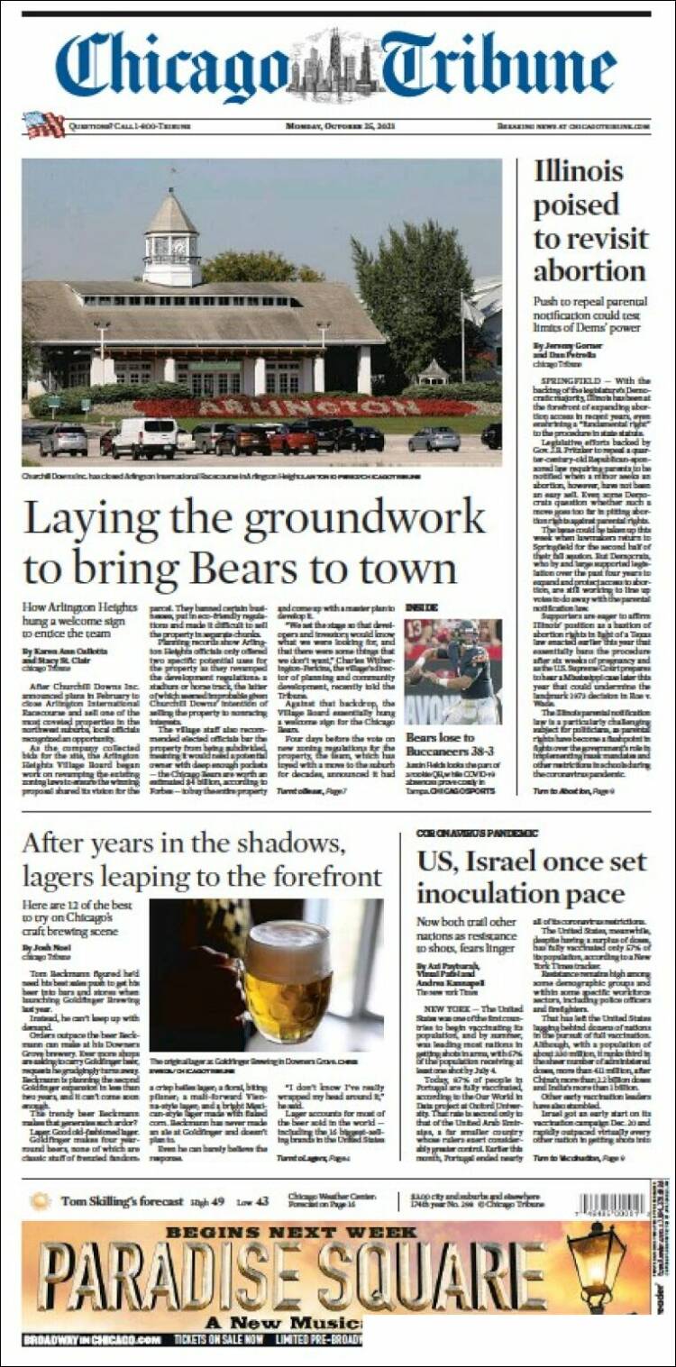 Portada de Chicago Tribune (USA)