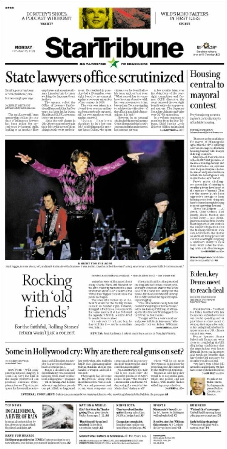 Portada de Star Tribune (USA)